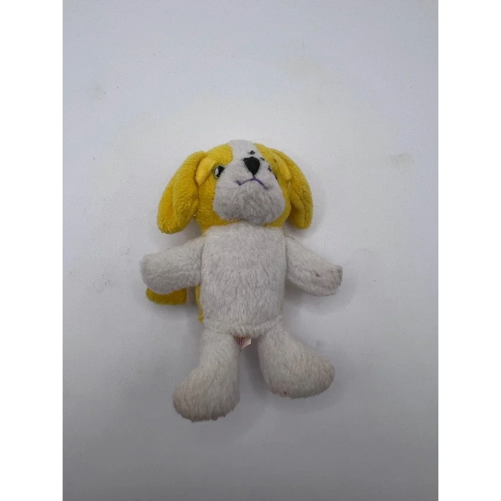 Vintage Lisa Frank Mini White & Yellow Plush Dog Pencil Topper Finger Puppet